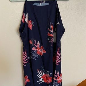 Adorable tropical high neck dress dark navy